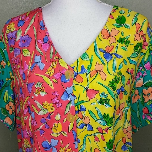 Nino Wong Multicolor Floral Blouse EUC - Picture 2 of 7